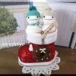 （大）X'masサンタブーツと雪だるまちゃんのクリスマス飾り