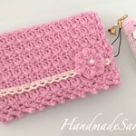 [p様オーダー品]お花付きピンク色ポーチ&小花リップケースPendant 