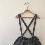 90㎝★グレンチェックのサスペンダータックパンツ