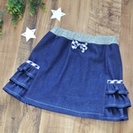 【ha**様ご予約品】(110)サイドフリルスカート　デニムブルー