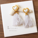 【2017年秋の新作】Tassel＆heart　２WAYピアス/イヤリング　リボン　ハート　ボタン