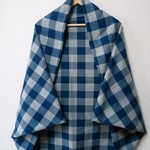 ブルー×グレーブロックチェック柄☆綿起毛☆マーガレット