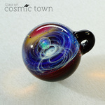 【cosmic town】1点物 宇宙モチーフガラスペンダント / ネックレス  ギフトボックス & 鹿革紐付【クリスタルオパール入り】