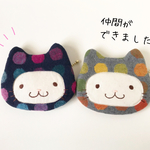 ふんわり☆ねこさん　ミニポーチ♪　ずきんさん　紺　