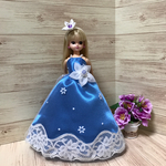 リカちゃんロングドレス ブルー×白
