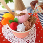[再販1]おしゃれなカフェスイーツ　スフレパンケーキ　ストロベリーアイス付き