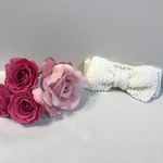 ホワイト✴︎ニットリボンヘアバンド