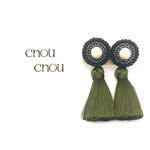 刺繍ビーズ×タッセルイヤリング