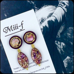 アンティークボタン×アクリルビーズピアス イヤリング