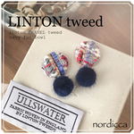 ♢LINTON tweed♢fur bowlネイビー シャネルツイードピアス イヤリング