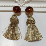 【Xmasセール】2way☆ベッコウと大きなタッセルピアス¥890→¥780