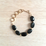 14kgf/Rainbow Obsidian × Brass Beads swing bracelet 