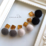 新色追加☆べっ甲とファーのピアス