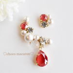 ＊新色スワロフスキー＊イヤーカフ&ピアス(イヤリング)＊クリスタルロイヤルレッド＊
