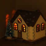 クリスマスLEDキャンドルハウス　丁型茶屋根　薄クリーム壁