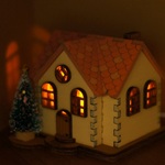 クリスマスLEDキャンドルハウス　丁型オレンジ屋根　薄クリーム壁