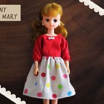 22㎝ドール用リカちゃんワンピース水玉赤