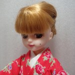 リカちゃん　着物　赤・薔薇模様