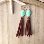【SALE】 Chocolate and mint lover　スエードのタッセルピアス