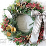 Christmas Wreath Gray&Pink 45　クリスマスリース　グレイ＆ピンク