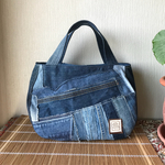 suwelu2015様専用ラウンドbag(デニムコラージュ) m153