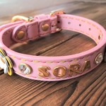 sorayoshimi様専用です。ライトピンク革首輪26cm　革幅1.8cm　
