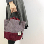 【受注製作】sizeS  ボルドー ヘリンボンのニットバッグ 