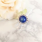 vintage★ブルーガラスのリング＜スターダスト×シルバー＞