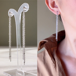 ロングチェーン/シルバー色（ロジウム）【ピアス】