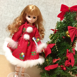 ブライス　リカちゃん  クリスマスワンピース　ファー