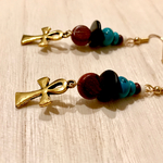 ankh ターコイズとビーズピアス／イヤリング
