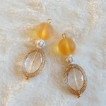 チェコマットトパーズのアンティーク風ピアス/イヤリング