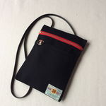 サコッシュ バッグ 帆布 ブラック&レッド