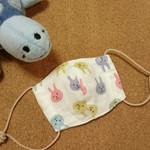 mini赤ちゃんマスク☆カラフルウサギ×ベージュドット