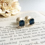 swaro bijou pearl catch pierce(nevy×crystal)