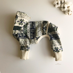 イタグレ SS ジャガードフーディロンパース ノルディックスノー グリーン 犬服