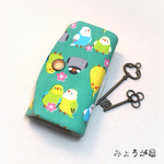 カードも鍵もいっしょにケース＊にぎやかインコ＊キーケースカードケース兼用