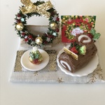 hand made ミニチュアドールハウス クリスマス ブッシュドノエル
