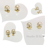 コットンパールキャッチの星ピアス