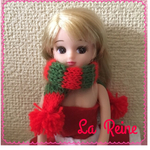 再販！ クリスマス ポンポン マフラー【リカちゃん・ジェニーちゃん・オビツ・ブライス・momoko】ドール用