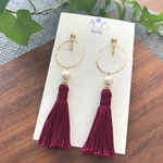 フープパール & タッセル イヤリング