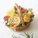 貝殻の薔薇を可愛いかごに摘んで