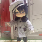 ☆2018年1月30日再受注開始☆［受注制作］オビツ11ボディの男の子に レザーポイントのコート(杢グレー)