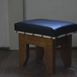 ■■木製クッションスツール　ミニ■■　ブラウン＆ブラック （いす　チェア　ベンチ）