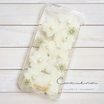 【かんぱ様専用出品】千鳥草とレースフラワーのiPhone押し花ケース
