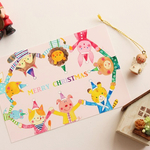 動物いっぱいクリスマスカード　2枚セット