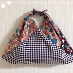 和装に合うバッグ☆和柄 紺色市松模様