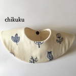 再販◉植物とふくろうの刺繍スタイ（ホワイト）