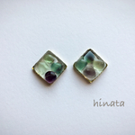 【値下げsale】天然石フローライトのビジューピアス