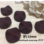 《6個》 import beads  ウェーブコイン ビーズ  マットブラウン